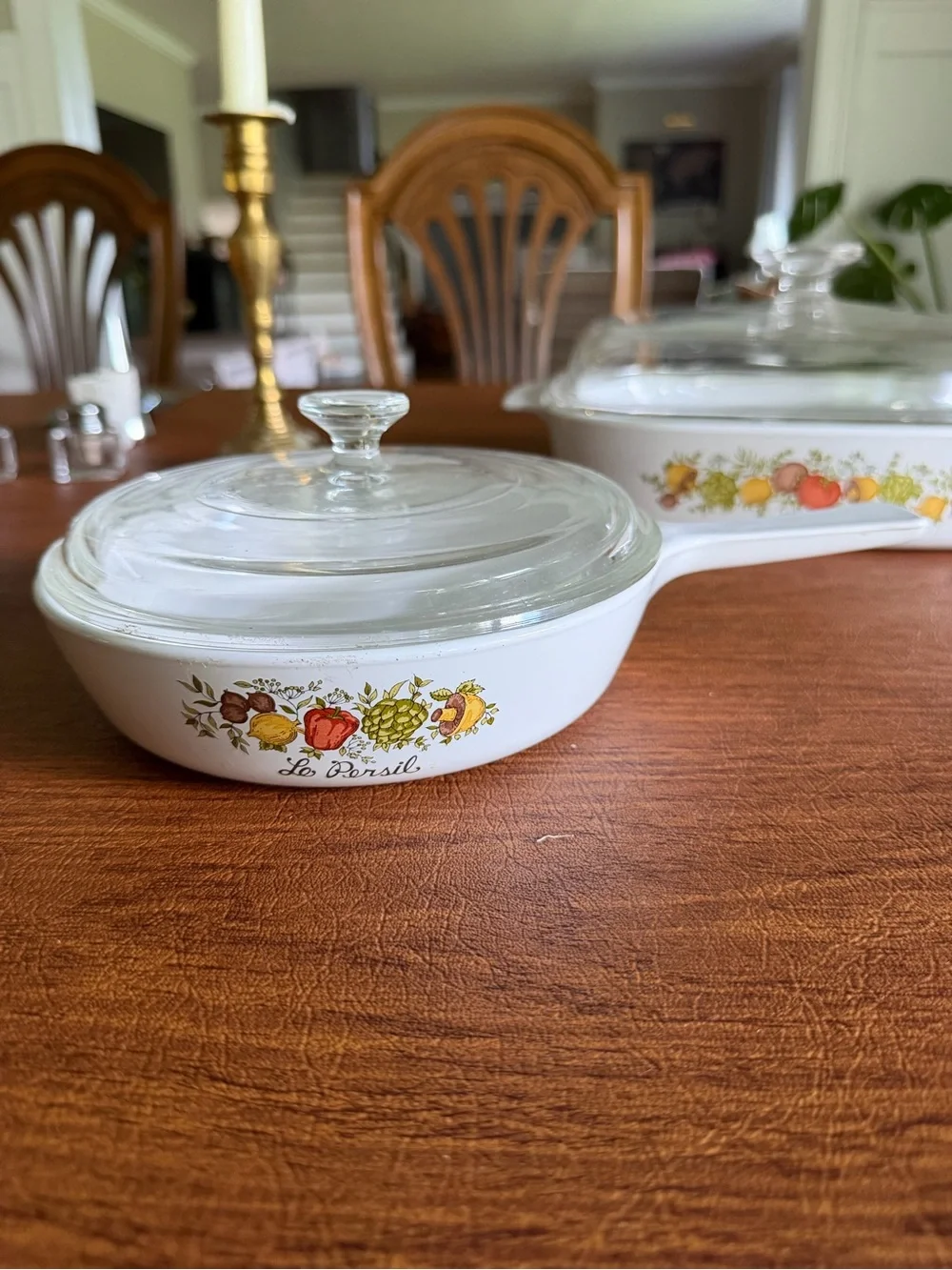 Pyrex White Le Persil Floral Glass Casserole with Lid